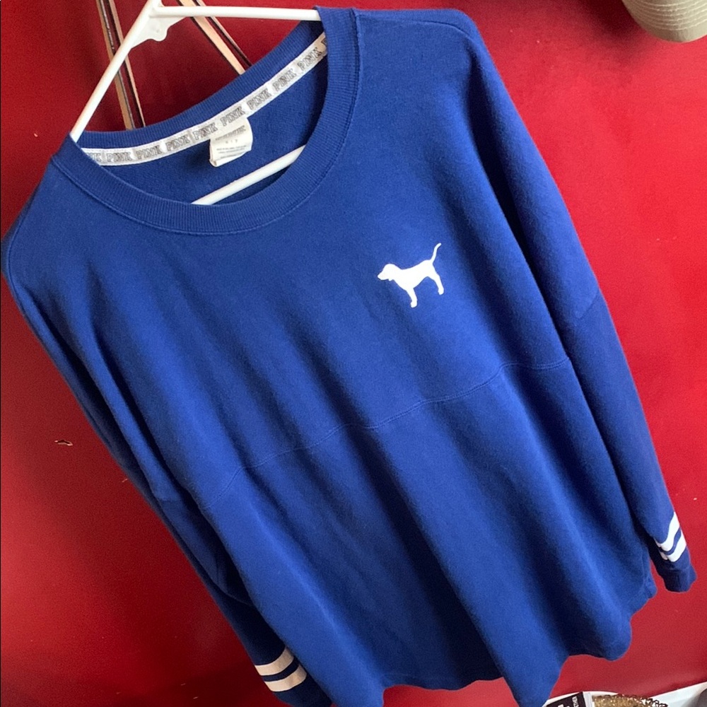 PINK Victoria's Secret Blue Relaxed Long Sleeve Sweatshirt